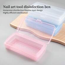 Nail Art Tools Disinfection Cleaning Box Rectangular Double Layer Cleaning Box Tweezers Cuticle Scissors Steel Pusher Nail Drill Bit Cleaning Soaking Draining Tray Nail Art Tools Storage Box - Multicolor - View 10