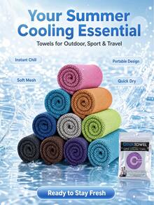 Extra Large Quick Cooling Sports Towel, Instant Chill Cold Towel, Portable Quick Dry Breathable Mesh Sweat Towel With Storage Bag & Carabiner, Lightweight Soft Cooling Rag For Running Fitness Golf Gym Workout Outdoor Travel Summer Heat Relief - Multicolor - View 4