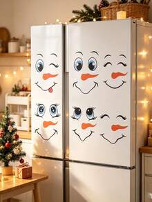 30pcs/1sheet Snowman Face Sticker Set, Reusable PVC Stickers, Suitable For Winter And Christmas Holiday Decoration, Fridge Magnets, Party Gift Wrapping, Notebooks, Water Bottles And Other Holiday Home Decor - Multicolor - View 2