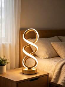 1pc Double Helix 3-Color Dimmable Creative Decorative Table Lamp, USB Powered Warm Romantic LED Atmosphere Light, Bedroom Bedside Premium Night Light - Multicolor - View 1