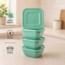 Kitchen Supplies Set Kit ECONOMIC LINE - 5 Supplies + 4 Square Jars 500 ML TPW Line - TPW Hijau Mint - View 4