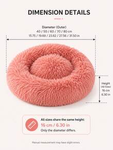 1pc Soft Plush Round Pet Bed With Matching Blanket, Fluffy Donut Dog Bed Cat Bed, With Raised Cushion Edge, Warm And Comfortable Indoor Sleeping Nest, Suitable For Puppies, Kittens, Cats And Small Dogs, Medium Dogs Bedroom, Living Room, Cage And Home Use Bed - Pink - View 7