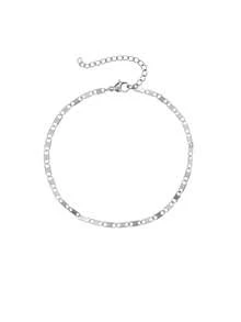 1pc Slim Simple Anklet,Single Shiny Flat‑Link Chain Design,Sparkle Metal Flat Chain,Minimalist Jewelry Women Daily Gathering Holiday Gift‑Giving - Anklets - View 7
