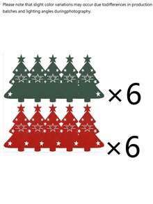 12pcs/1pc Christmas Tree Shaped Felt Placemats - Tableware Holder And Tabletop Decor, Suitable For Christmas Party, Birthday Party, Wedding, Theme Party, Holiday Celebration, Vintage Style Party And Home Decor - One Size Fits All - View 9