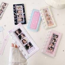 1pc Pastel Star Paw Print 4-Cut Photo Strip Album, Loose-Leaf Photocard Binder With Transparent Display Window, Portable Idol Photostrip Collect Book, Mini Photo Card Storage Holder For Fans, Back To School Supplies,Card Holder - Photo Album - View 1