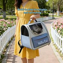 Pet bag, cat backpack, cat backpack with ventilated design, suitable for carrying kittens/puppies, pet backpack for camping/outdoor activities - Azul - Ver 3