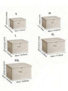 1pc Large Tian Shan Linen Clothing Storage Box, Wardrobe Organizer Basket - Beige - View 8