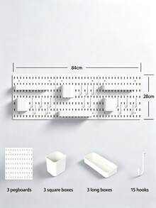 Estantería de almacenamiento de pared con tablero perforado sin taladro, organizador de almacenamiento de pared, estantería de almacenamiento multifuncional con tablero perforado, estantería de almacenamiento con ganchos montada en la pared, estantería de almacenamiento de cocina, estantería de almacenamiento de baño, organizador de pared de dormitorio, tablero de almacenamiento de escritorio, estantería de almacenamiento de herramientas, estantería de almacenamiento de cosméticos, estantería de almacenamiento de especias, organizador de suministros de oficina, estantería de llaves de entrada, estantería de exhibición combinable DIY, tablero de almacenamiento de pared multiusos, adecuado para cocina, baño - Multicolor - Ver 9