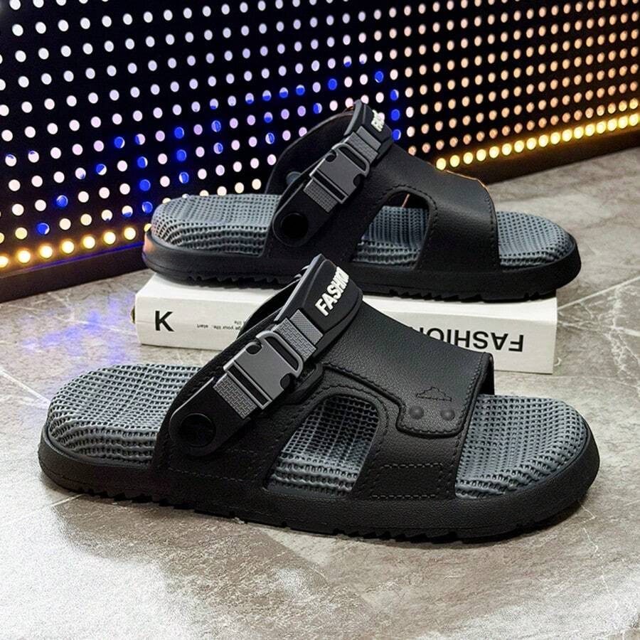 Summer New Men's Fashion Couple Comfortable Lightweight Personalized Slippers Beach Sandals Wear-Resistant Sandals For Men - Black - View 1