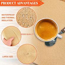 Autumn Round Placemats Table Mats Suitable For Dining Room Kitchen Table Thanksgiving Decor Natural Woven Heat-Resistant Placemats 15 Inch Pot Trivet - Round - View 6
