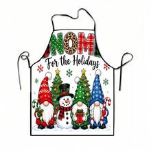1pc Christmas Santa Claus, Christmas Bell, Christmas Snowflake, Christmas Reindeer, Christmas Tree, Christmas Snowman, Christmas Penguin, Christmas Cartoon Animal Pattern Chef Apron, Apron, Suitable For Home Decor And Kitchen Use. Made Of 100% Polyester Material, Designed As Sleeveless Style, Perfect For Home Kitchen, Outdoor BBQ Cooking. This Printed Apron Is Unisex, Machine Washable And Reusable, An Essential Kitchen Item - Multicolor - View 9