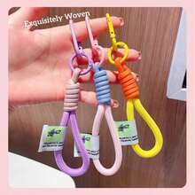 Fashionable Color-Block Braided Rope Keychain, Personalized Handmade Woven Colorful Key Ring, Climbing Carabiner Braided Rope Key Pendant - Hand-woven Rope Keychain - View 4