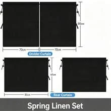 4pcs Car Privacy Curtain Set, Suitable For Sedan And SUV, Includes Rear Seat And Side Window Divider Curtains, With Storage Bag - A - View 4