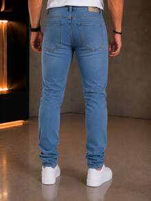 calça  jeans masculina larga clara - Azul escuro - Visão 6