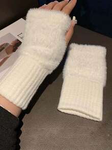 1 Pair Fingerless Gloves For Girls, Comfortable Gloves For Autumn And Winter - Soft And Warm, Versatile, Suitable For Winter Wear Or Daily Use - Multicolor - View 4