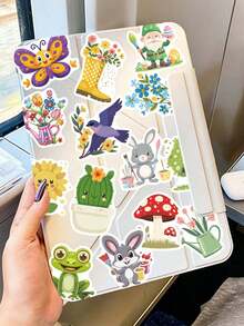 50pcs/Pack Cute Spring Summer Insect Plant Stickers, Decorative Decals For Laptop Guitar Luggage Notebook Phone Stationery Sticker - Multicolor - View 10