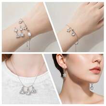 5/10pcs Minimalist Open Frame Geometric Rhinestone Dangle Charms Star Heart Floral Crystal Jewelry Findings For Earrings Bracelets Necklaces - Silver - View 6