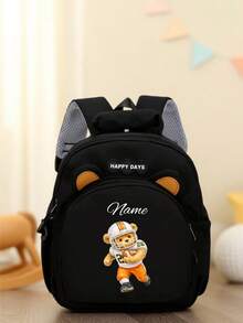Mini Customizable Cartoon Bear Football Backpack Nylon Zipper Bag With Adjustable Shoulder Strap For School, Toddler Backpack - Multicolor - View 14