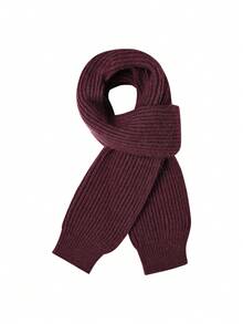 CAMEL CROWN Syal Rajut, Syal Tebal Lembut dan Hangat Bergaris untuk Musim Gugur dan Musim Dingin, Penghangat Leher Kasual Unisex - Burgundy - View 1