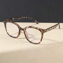 Square Black And Leopard Print Full Frame Glasses, Suitable For Daily Life, Office, Music Festival, Date And All Face Shapes - Multicolor - View 4