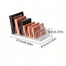1pc 7-Compartment Clear Acrylic Desktop Makeup Organizer, Partitioned Storage For Contour Palettes, Compacts, Eyewear Accessories, Space-Saving 3D Design, Suitable For Vanity, Bathroom, Dorm, Portable Desktop Storage, Travel Organizer - Multicolor - View 6