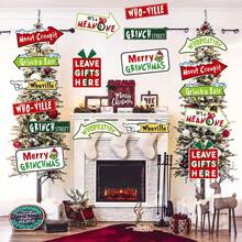 The Grinch 21pcs The Christmas Banner Glitter Paper Christmas Banner New Year Party Christmas Background Decoration Supplies Decor, Christmas Tree Decoration Props, New Year Gift-18 - Multicolor - View 8