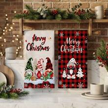 2/4/48pcs Kitchen Dish Towels, Christmas Theme Elf Cleaning Cloths, Creative Plaid Christmas Tree Snowflake Decor, Absorbent Quick-Dry Kitchen Dish Cleaning Cloths, Holiday Atmosphere Decorative Fabric, Multi-Purpose, High Absorbency Kitchen Cleaning Towels - Multicolor - View 3
