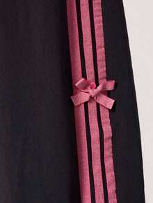 Adidas Women's Clover Cargo Pants Drawstring Cuffed Pleated Woven Trousers - Black/Pink - View 9