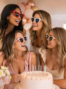 1pc/10pcs/20pcs Customized Name Personalized Heart-Shaped Glasses, Customized Name Party Glasses, Birthday Party Accessories, Holiday Outfit, Gift For Her, Perfect For Bride And Bridesmaid Pre-Wedding Celebration, Wedding - Multicolor - View 4