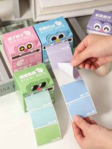 1 pieza Notas adhesivas extraíbles con diseño de monstruo de dibujos animados, dispensador de papel de notas de color macaron, pestañas de índice para tomar notas, marcar y mensajes, regalo de vuelta a la escuela para amigos - Multicolor - Ver 4