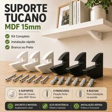 Kit 30 Suportes Tucano MDF 15mm Fixador Invisível Para Prateleira Preto e Branco - Branco - Visão 1