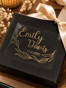Custom Transparent Name Stickers, Elegant Personalized Gold Labels, Suitable For Gift Boxes, Cups And Party Favors, Customizable Text And Design Decals, Suitable For Wedding Decor, Birthday, Anniversary, Bridal Shower And Christmas Gifts, Small Business Packaging - Style a - View 5