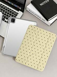 1件極簡黃色波點平板保護殼，適用於 iPad Mini6/7/Air/Air2/9.7/10.2/10.5/10.9 (Air4-Air8)/Pro 11/10th Gen/A16/Pro 11 2024，彩繪圖案平板套，透明壓克力背殼，絲綢質感 8 折疊支架，自動休眠/喚醒，內置筆槽，不含筆，部分機型附相機框 - 彩色 - 查看 6