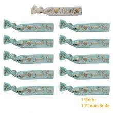 11pcs Fashion Polyester+Spandex Bridal Party Wristband Set - 1pc White Bride Style & 10pcs Bridesmaid Style - Wedding Bachelorette Party/Girlfriend Party Celebration Accessories - A - View 11