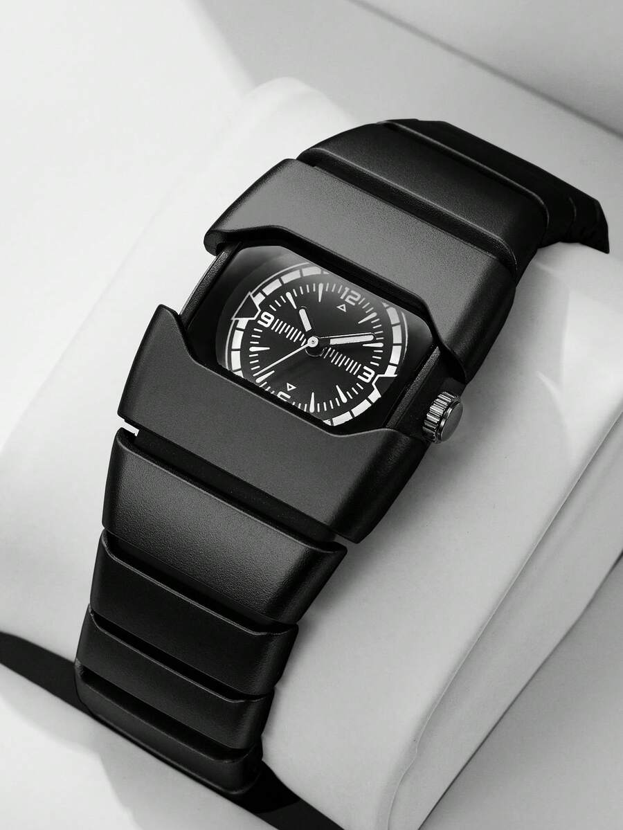 Women's Gift Watch With Asymmetrical Digital Dial, Personalized Creative Fashion Casual Quartz Watch, Gift For Friends (1pc/Set) Watch Box Not Included - Black - View 1