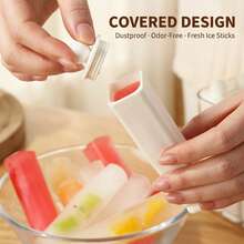 6-Cavity Portable Handle Ice Lolly Mould Set, Reusable DIY Popsicle Mold Tray With Storage Box, Long Ice Stick Maker For Cocktails, Beverages & Homemade Ice Pops - White - View 5