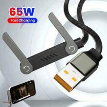 合金金属折叠手机支架 & 240W Type-C 转 Lightning 数据线，65W USB/Type-C 转 Type-C 尼龙编织高速数据传输及快充线，兼容 17 Pro Max/17 Pro/17/16 Pro Max/16 Pro/16/15 Pro Max/15 Pro/15 Plus/15，女士周年纪念礼物 - 黑色 - 查看 3