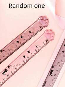 1/2 pièces Règle créative en forme de patte de chat 15cm, Règle en plastique transparent, Règle pour étudiants - Transparent - Voir 9