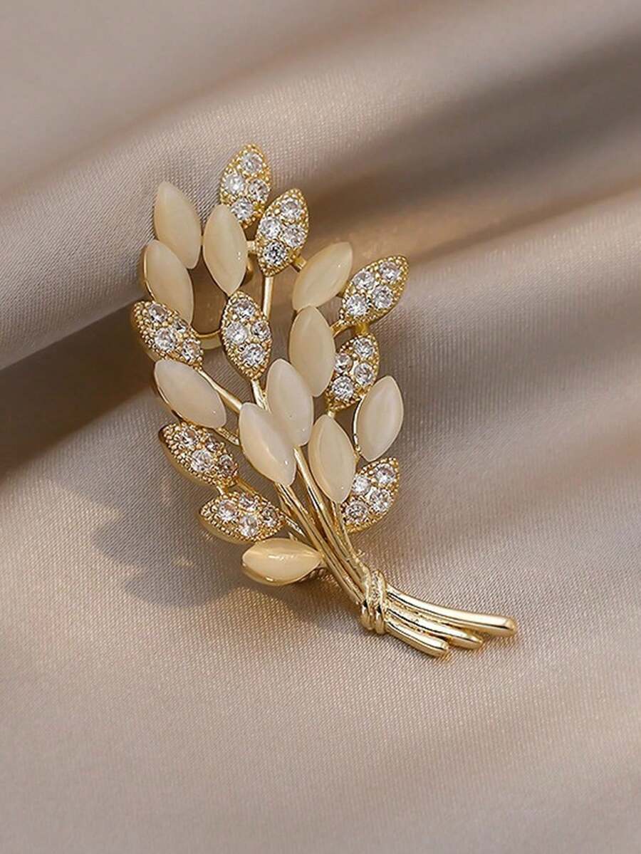 Premium Wheat Ear Brooch, Niche Design, High-End Anti-Exposure Chest Flower Pin Buckle, Light Luxury Clothing Accessory - Gold - View 1