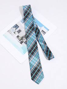 1PC Men's Fashion Versatile Striped Plaid Pattern Tie Suitable For Daily Wear, Shopping, Banquet, Party, Business, Dating - Multicolor - View 1