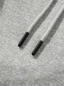 男士寬鬆版型春秋薄刷毛休閒九分錐腳長褲 - 灰色 - 查看 3