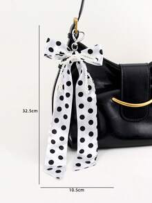 1pc Elegant Faux Pearl Polka Dot Print Ribbon Bow Keychain, Bag Accessory, Car Key Pendant, Party Gift, Daily Accessory - Multicolor - View 11