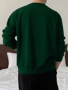 1件 男童/青少年男童 極簡復古戶外套頭針織毛衣上衣 秋冬款（實際尺寸偏小，建議根據圖片效果大一號購買） - 墨綠色 - 查看 2