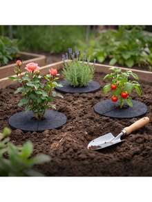 Felt Mulch Discs 17 Cm 12 Pcs For Trees And Shrubs, Polyester Garden Mulching Mats With Pre Cut Slit, Water Permeable Moisture Retaining Ground Covers For Suppression, Ideal For Gardens, Orchards And Landscape Planting - A - View 6