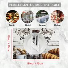 1pc/4pcs/6pcs, Cozy Pattern Printed Linen Placemats, Rectangular Table Mats, Washable, Easy To Clean, Dish Mats, Bowl Mats, Western Table Mats, Suitable For Kitchen, Dining Room, Family Gatherings, Coffee Table And Daily Table Decor - Multicolor - View 10