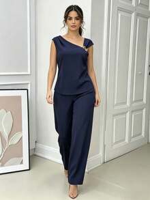 Women Two-Piece Outfits - Royal Blue - View 4