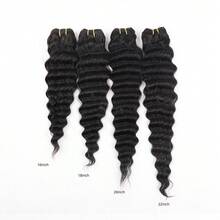4 Bundles 12A Grade Deep Wave Curly Hair, 100% Virgin Human Hair Bundles, Unprocessed Human Hair Extensions, Deep Wave Curly Hair Bundles, Natural Black, Dyeable And Bleachable - Black - View 9