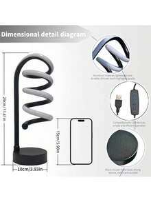 1pc Modern Fashion Spiral LED Desk Lamp - Aluminum Base, Adjustable Warm Light, Space-Saving Design, USB Powered, Perfect For Office, Bedroom, Study Room Decor, Study Room Lighting - Multicolor - View 9