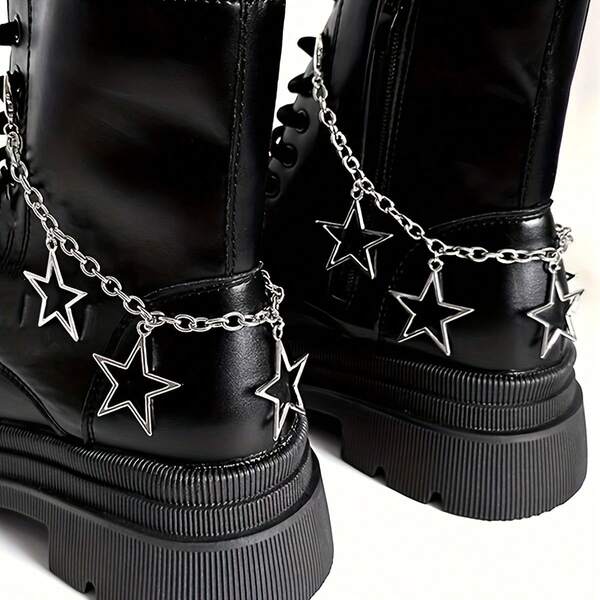 1pc Hollow Star Pendant Shoelace Chain Y2K Personalized Star Boots And Shoes Additions