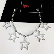 1pc Hollow Star Pendant Shoelace Chain Y2K Personalized Star Boots And Shoes Additions - Silver - View 6